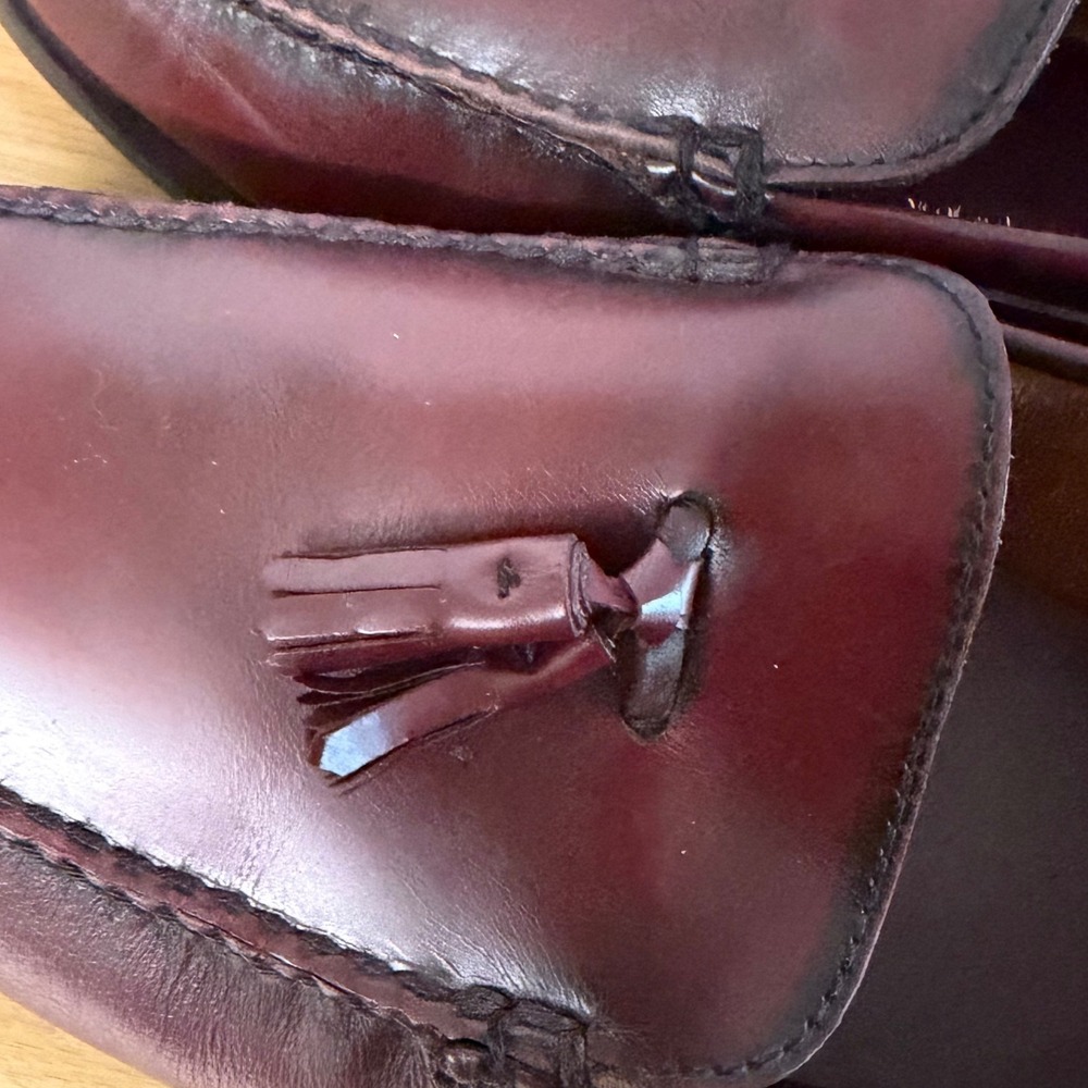 Hitchcock Wide Shoes Mens 11 6E Brown/Burgundy Leather Tassel Loafers Oxblood - Picture 5 of 7